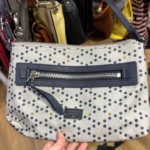 Fossil Navy and Gold Dot Crossbody Bag